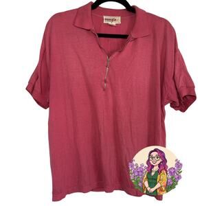 VTG Energie Pink Half Zip Polo Shirt L Retro Indie Sleaze 90s Streetwear Sport